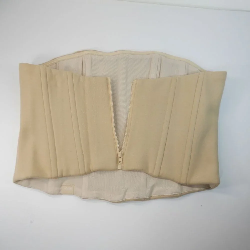 ATOIR x ROZALIA The Corset Top Size 12 L Sand Beige Boned Back Zip Stretch NEW - Picture 9 of 14